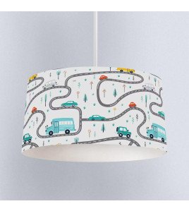 Cars &amp; Trees Adventure Kids Lamp Shade for Boys Room Playroom Decor