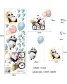Self Adhesive Baby Room Wall Sticker New Design Pandas Ride Bicycles Stickers For Kids Room Decoration