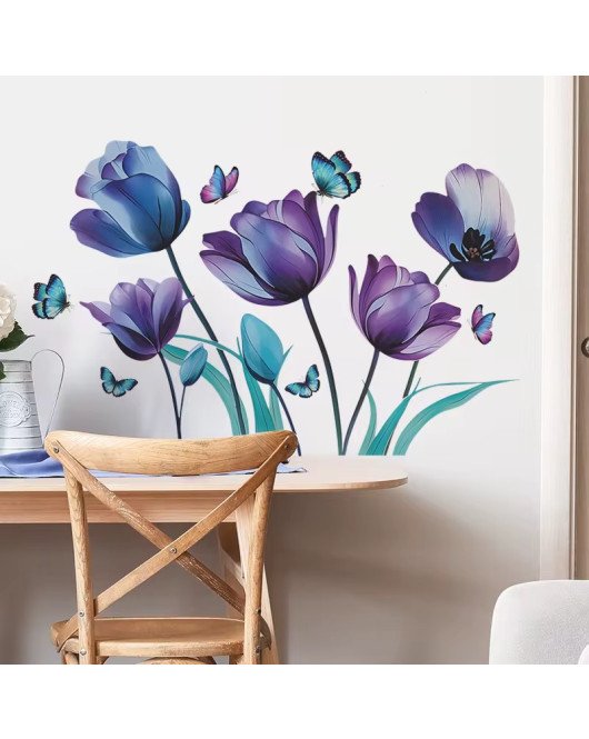 Living Room Self Adhesive Vinyl 3D Flower Wall Stickers