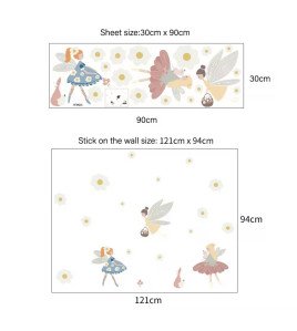 Removable Cartoon Fairy With Flower Kindergarten Wall Stickers