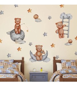 3d Ladder &amp; Teddy Bear Wall Stickers – Adorable Nursery Decor