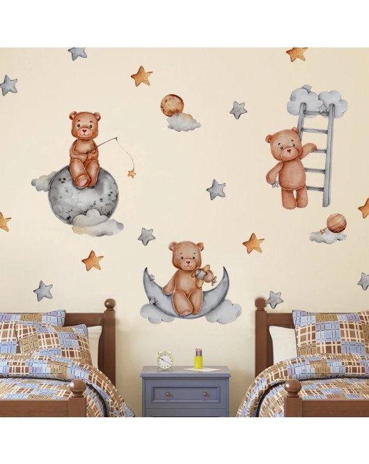 3d Ladder & Teddy Bear Wall Stickers – Adorable Nursery Decor