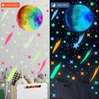 2025 Latest Self Adhesive Home Decor Kids Room 3d Moon Stars El Glow Sticker