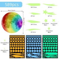 2025 Latest Self Adhesive Home Decor Kids Room 3d Moon Stars El Glow Sticker