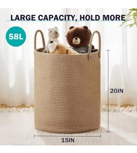 Beige cotton rope basket