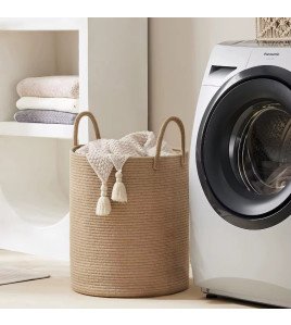 Beige cotton rope basket