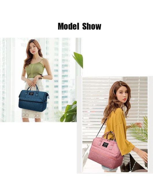 Good Quality Large Capacity Mom Travel Shoulder Diaper Bag Tote With Luggage Strap