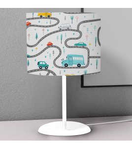 Road &amp; Cars Adventure Kids Table Lamp for Boys Bedroom Playroom Light