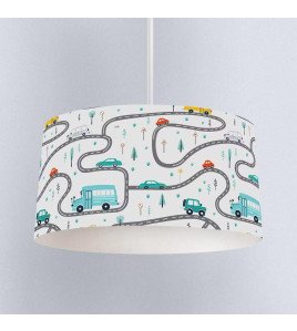 Cars &amp; Trees Adventure Kids Lamp Shade for Boys Room Playroom Decor