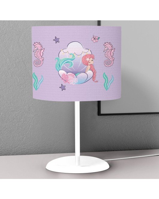 Mermaid & Seahorse Kids Table Lamp for Girls Bedroom Ocean Theme Decor