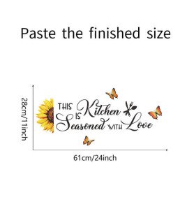 Removable Sunflower With Butterfly Quote Decorative Self-adhesive Wall Sticker For Kitchen