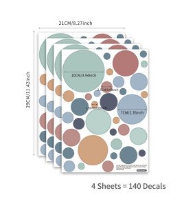 4pc/set Self-adhesive Boho Design 3d Dot Wall Decor Sticker Living Room - Model A4006