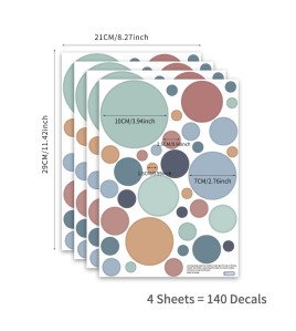 4pc/set Self-adhesive Boho Design 3d Dot Wall Decor Sticker Living Room - Model A4006