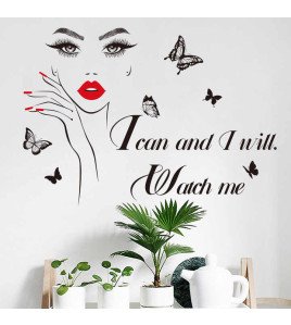 Self Adhesive Shop Window Decoration Inspirational Makeup Salon Wall Sticker For Girls