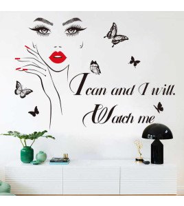 Self Adhesive Shop Window Decoration Inspirational Makeup Salon Wall Sticker For Girls
