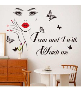Self Adhesive Shop Window Decoration Inspirational Makeup Salon Wall Sticker For Girls
