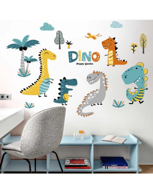 Removable Self Adhesive Cartoon Dino Pvc Preschool 3D Wall Stickers