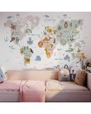 Kids Room Decoration Self-adhesive Cartoon Animal 3d World Map Wall Stickers