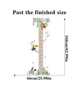 Removable Cartoon Animal Tree Height Measure Wall Sticker For Kids