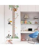 Removable Cartoon Animal Tree Height Measure Wall Sticker For Kids