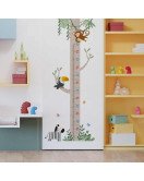 Removable Cartoon Animal Tree Height Measure Wall Sticker For Kids