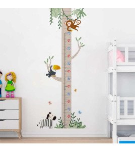 Removable Cartoon Animal Tree Height Measure Wall Sticker For Kids