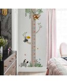 Removable Cartoon Animal Tree Height Measure Wall Sticker For Kids