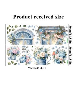 Living Room Decoration Self Adhesive 3d False Window Green Plant Wall Sticker