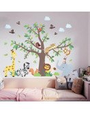Removable Cartoon Jungle Animal Tree Kindergarten Children's Wall Sticker - Model Ch39174