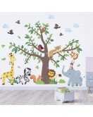 Removable Cartoon Jungle Animal Tree Kindergarten Children's Wall Sticker - Model Ch39174