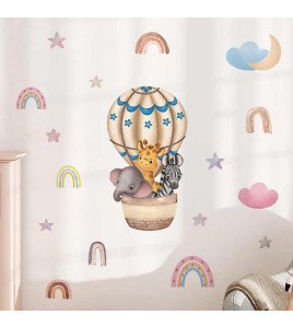 Cartoon Animal With Balloon Baby Room Decor Wall Stickers Pvc Sticker