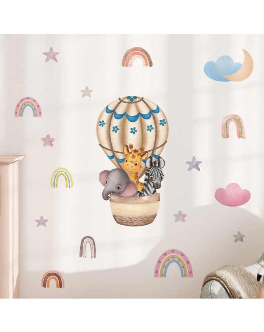 Cartoon Animal With Balloon Baby Room Decor Wall Stickers Pvc Sticker