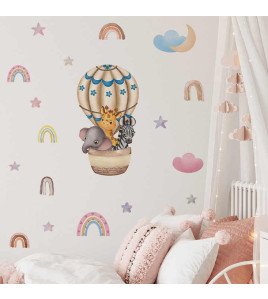 Cartoon Animal With Balloon Baby Room Decor Wall Stickers Pvc Sticker