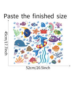 Home Decoration Self-adhesive Underwater Shark Whale Kids Bathroom Wall Stickers - Model Dz008