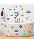 Home Decoration Self-adhesive Underwater Shark Whale Kids Bathroom Wall Stickers - Model Dz008