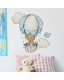 Kids Room Decoration Cartoon Bear With Hot Air Balloon Wall Sticker