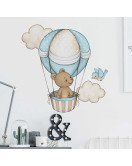 Kids Room Decoration Cartoon Bear With Hot Air Balloon Wall Sticker