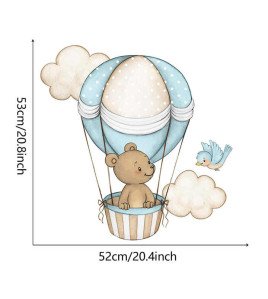 Kids Room Decoration Cartoon Bear With Hot Air Balloon Wall Sticker