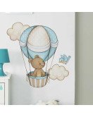 Kids Room Decoration Cartoon Bear With Hot Air Balloon Wall Sticker