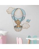 Kids Room Decoration Cartoon Bear With Hot Air Balloon Wall Sticker