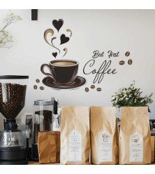 Kitchen Decoration Self Adhesive 3d Coffee Cupboard Wall Sticker