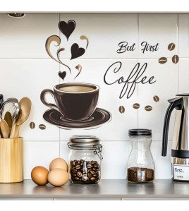 Kitchen Decoration Self Adhesive 3d Coffee Cupboard Wall Sticker