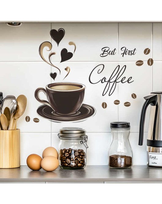 Kitchen Decoration Self Adhesive 3d Coffee Cupboard Wall Sticker