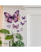 Design 3d Purple Butterfly Flower Self-adhesive Waterproof Bedroom Living Room Wall Stickers Home Decoration - Model Fun-b162