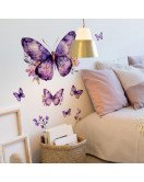 Design 3d Purple Butterfly Flower Self-adhesive Waterproof Bedroom Living Room Wall Stickers Home Decoration - Model Fun-b162