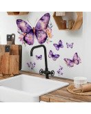 Design 3d Purple Butterfly Flower Self-adhesive Waterproof Bedroom Living Room Wall Stickers Home Decoration - Model Fun-b162