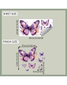 Design 3d Purple Butterfly Flower Self-adhesive Waterproof Bedroom Living Room Wall Stickers Home Decoration - Model Fun-b162