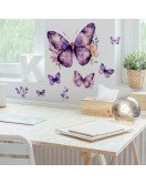 Design 3d Purple Butterfly Flower Self-adhesive Waterproof Bedroom Living Room Wall Stickers Home Decoration - Model Fun-b162
