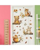 Cartoon Cute Animals Flower Butterfly Self-adhesive Vinyl Waterproof Kids' Room Door Decorative Wall Stickers - Model Fun-b194