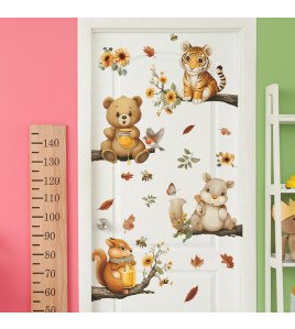 Cartoon Cute Animals Flower Butterfly Self-adhesive Vinyl Waterproof Kids' Room Door Decorative Wall Stickers - Model Fun-b194